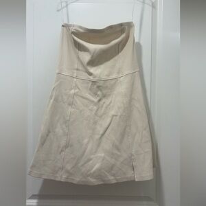 American Eagle Outfitters Cream Strapless Mini Dress